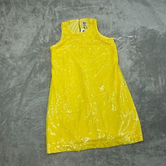 Anne Klein Tuscan Yellow Sequined Sleeveless Dress Size 10 NWT 0414 - Picture 1 of 10